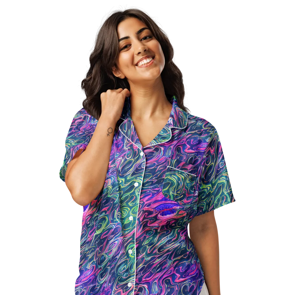Electric Fluid on Women's Short Sleeve Pajama Top — Front