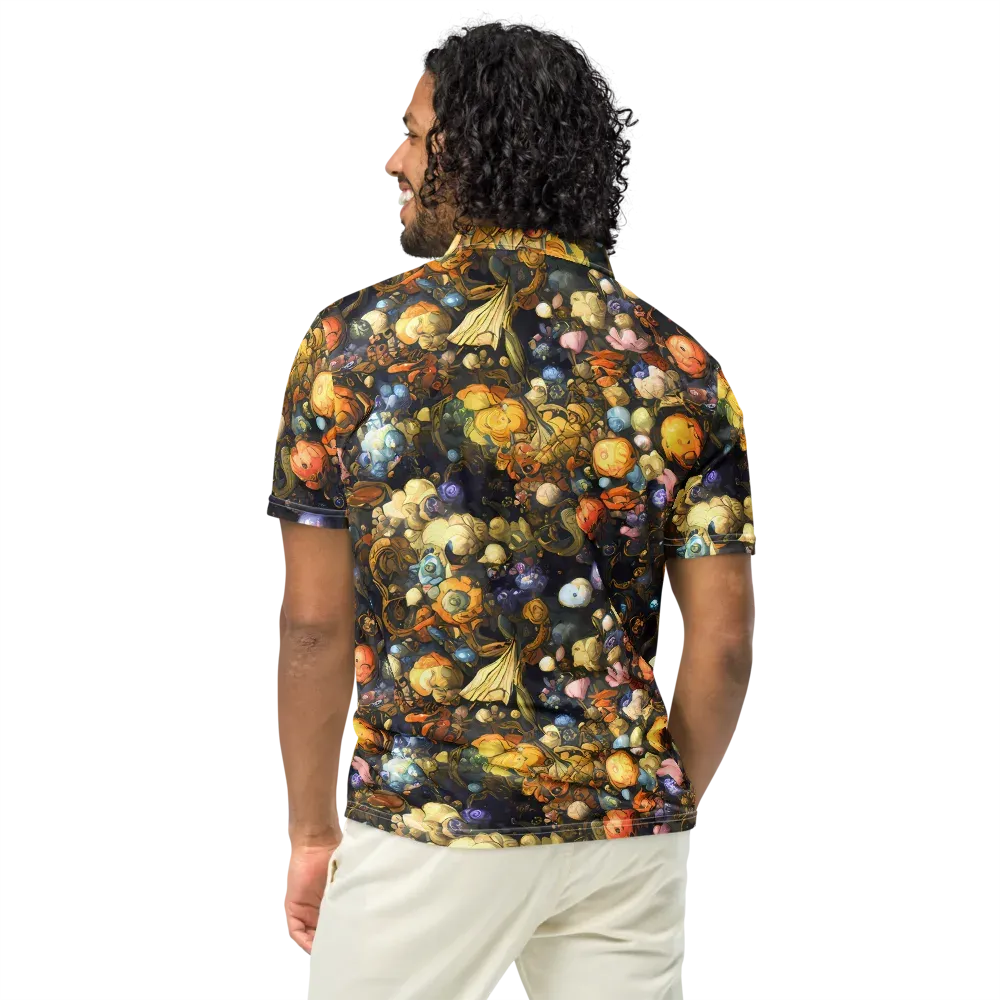 Baroque Blossom on Men's Slim Fit Polo Shirt — Back