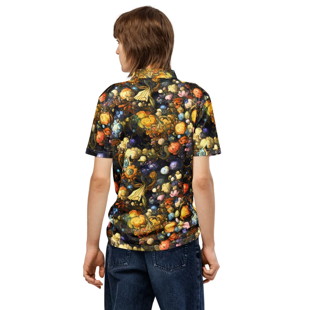Baroque Blossom on Men's Slim Fit Polo Shirt — Back