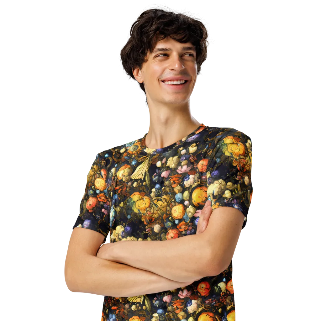 Baroque Blossom on Men's Crew Neck T-Shirt — Left Front