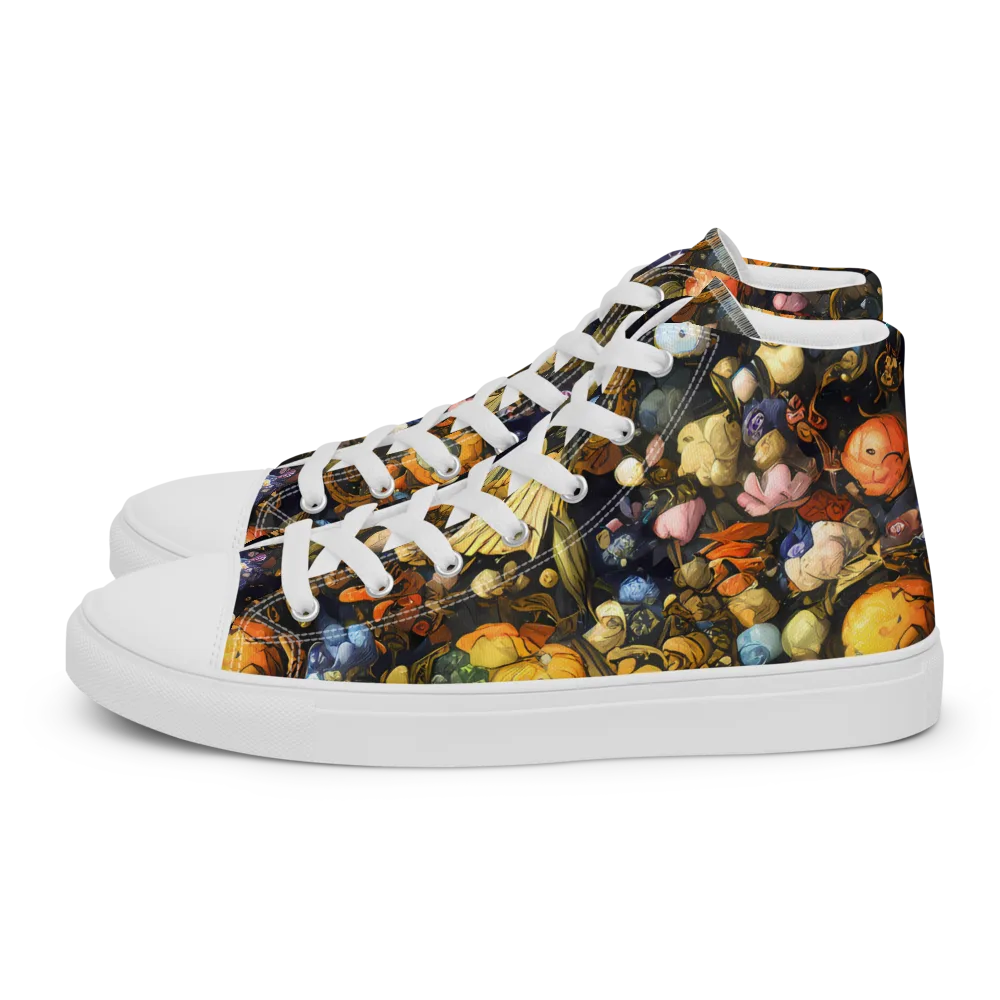 Baroque Blossom on Men's High Top Canvas Shoes — Left