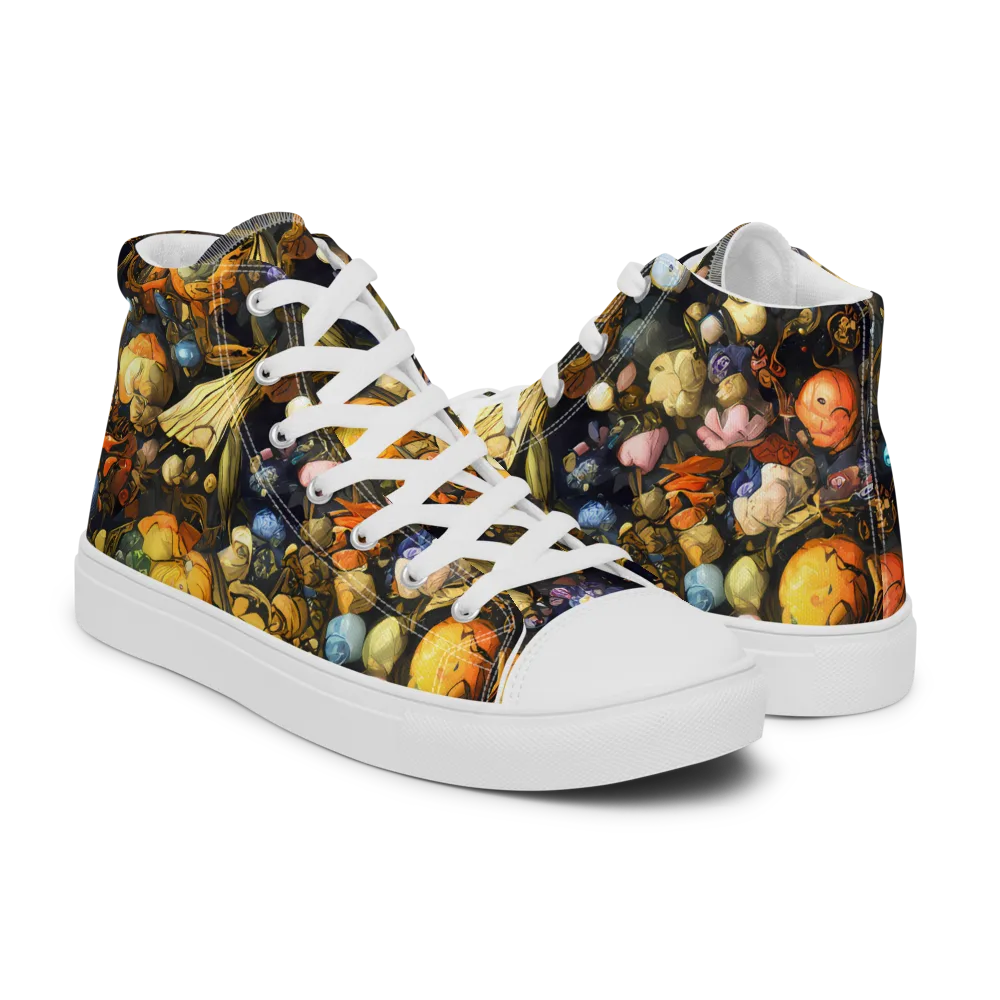 Baroque Blossom on Men's High Top Canvas Shoes — Right