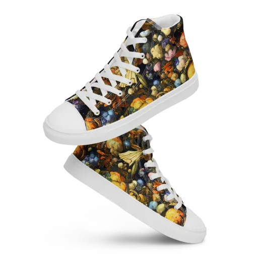 Baroque Blossom on a Men's High Top Canvas Shoes