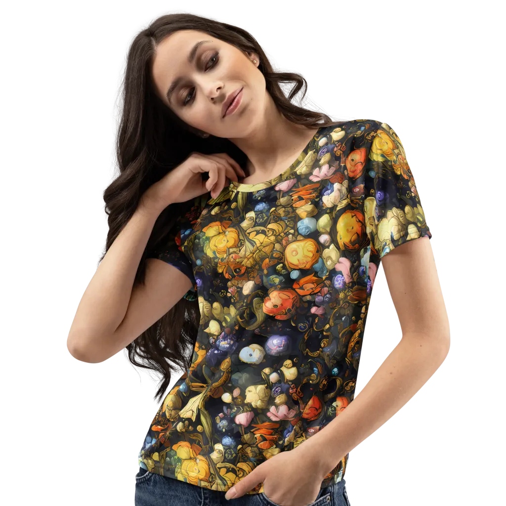 Baroque Blossom on Women's Crew Neck T-Shirt — Left Front