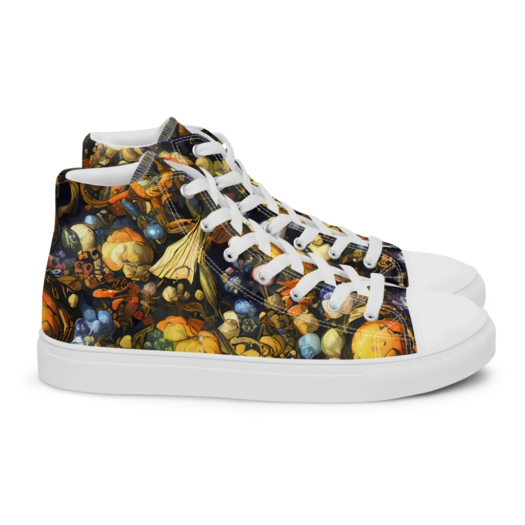 Baroque Blossom on Women's High Top Canvas Shoes — Right