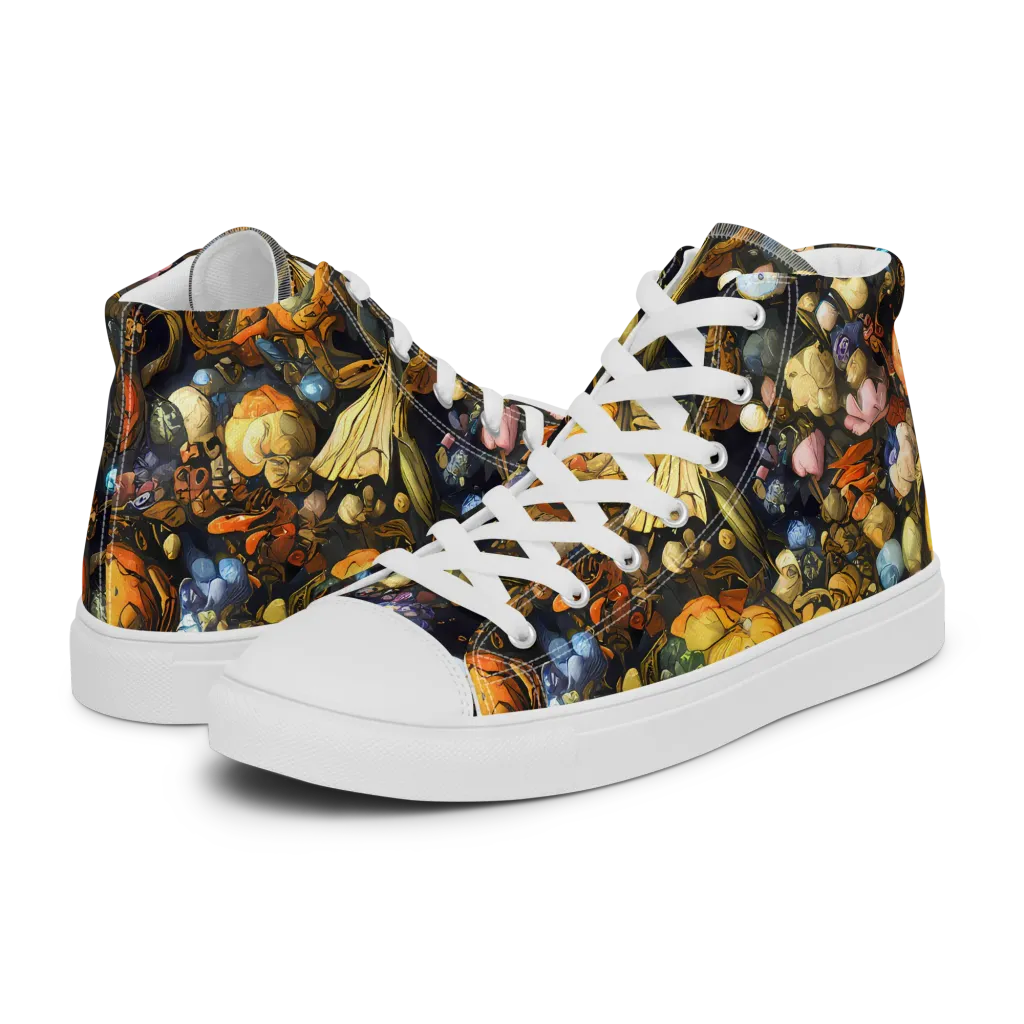 Baroque Blossom on Women's High Top Canvas Shoes — Left