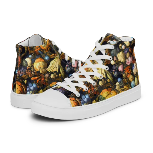 Baroque Blossom on a Women's High Top Canvas Shoes