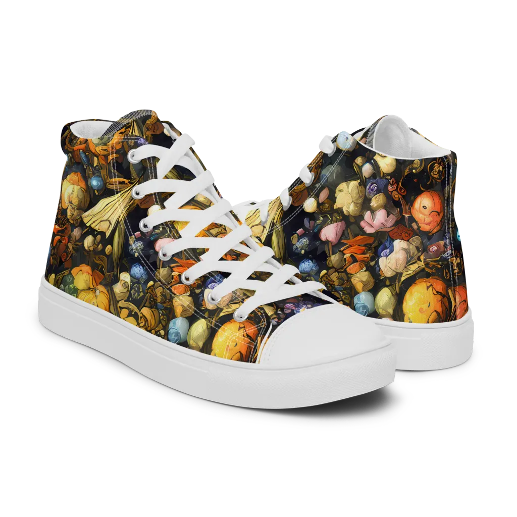 Baroque Blossom on Women's High Top Canvas Shoes — Right
