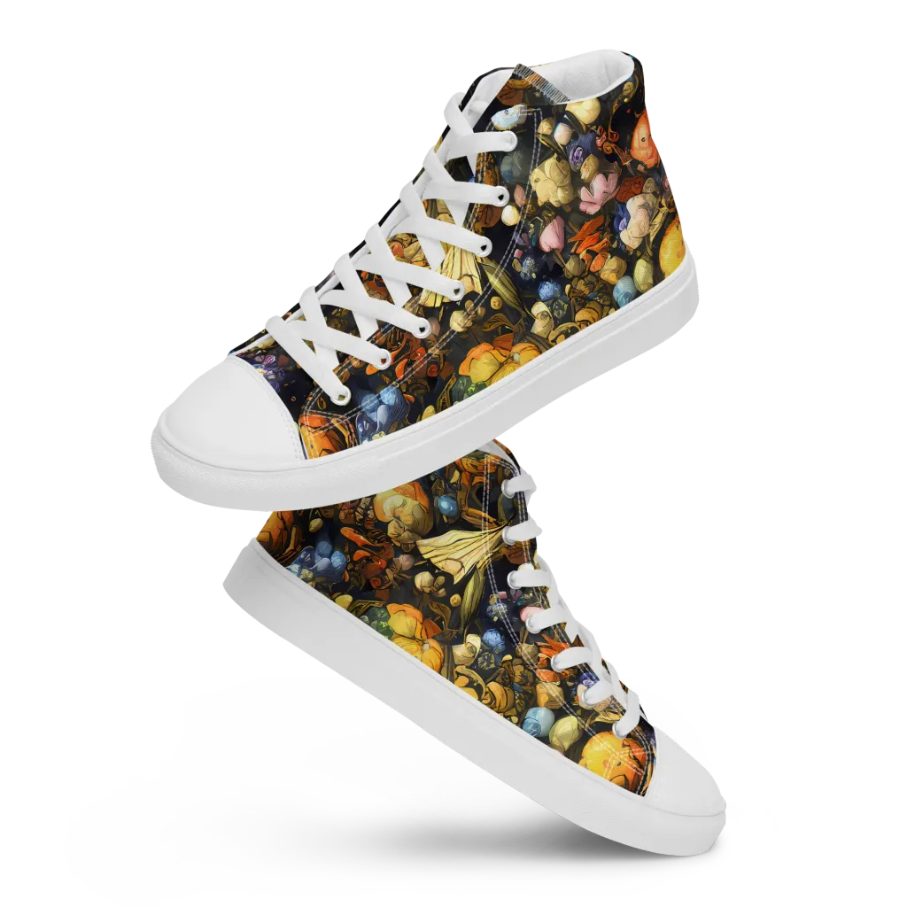 Baroque Blossom on Women's High Top Canvas Shoes — Front