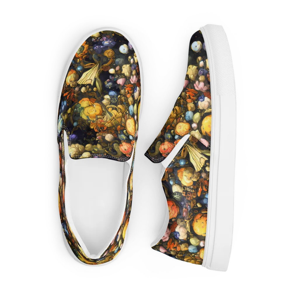 Baroque Blossom on Men's Slip-On Canvas Shoes — Front