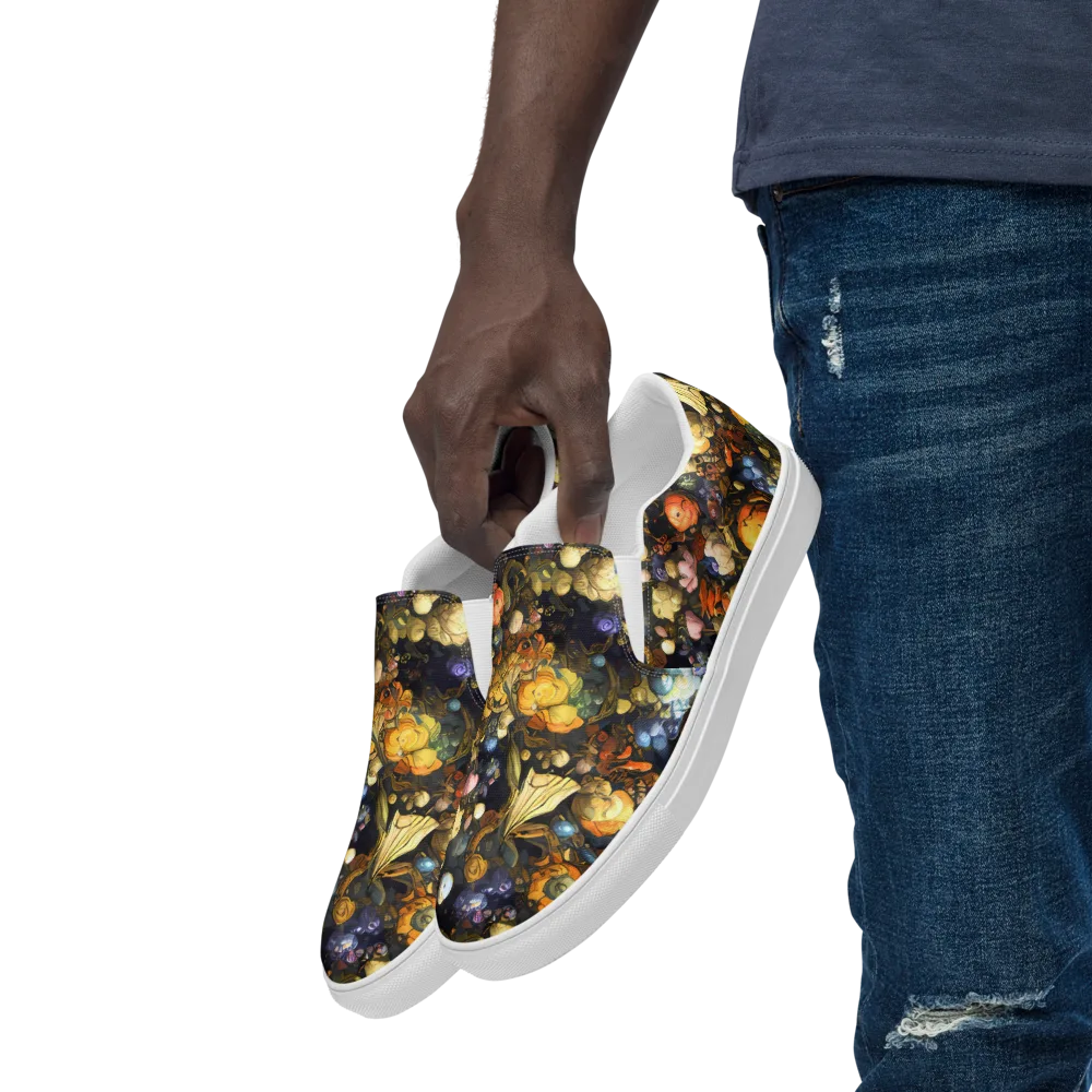 Baroque Blossom on Men's Slip-On Canvas Shoes — Left Front