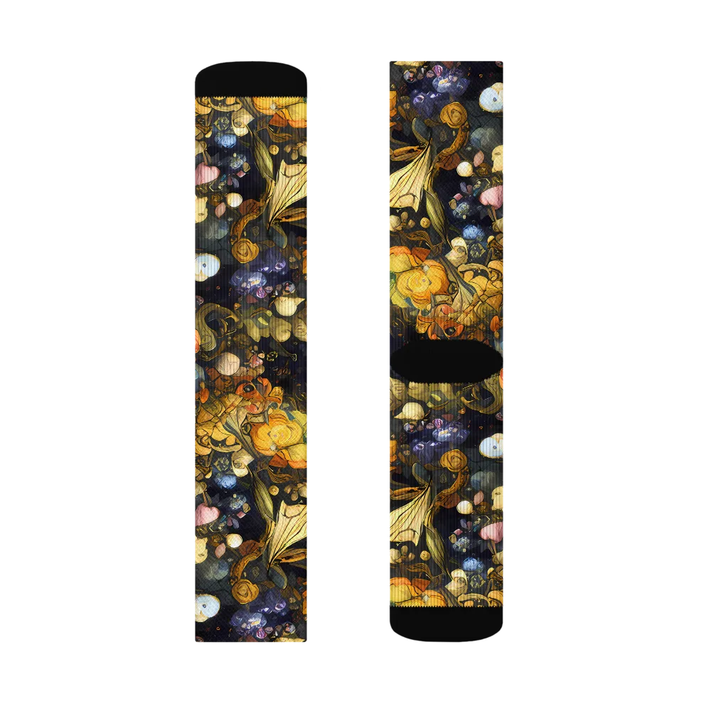 Baroque Blossom on Socks — Left Sock
