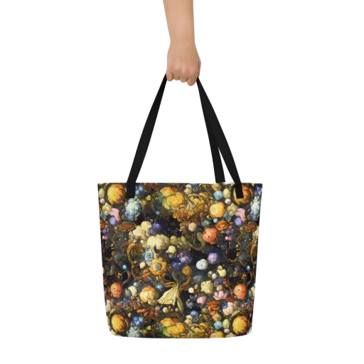 Baroque Blossom on a Large Tote Bag W/ Pocket