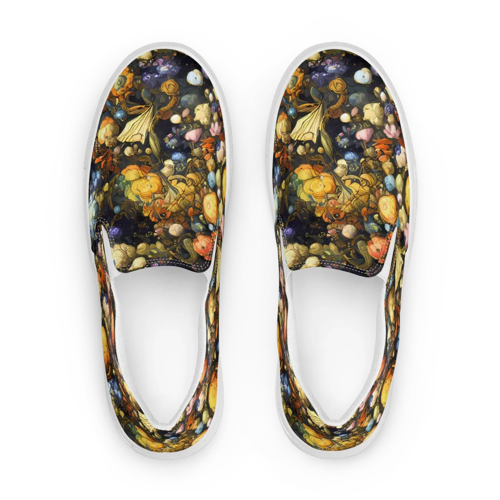 Baroque Blossom on Women's Slip-On Canvas Shoes — Front