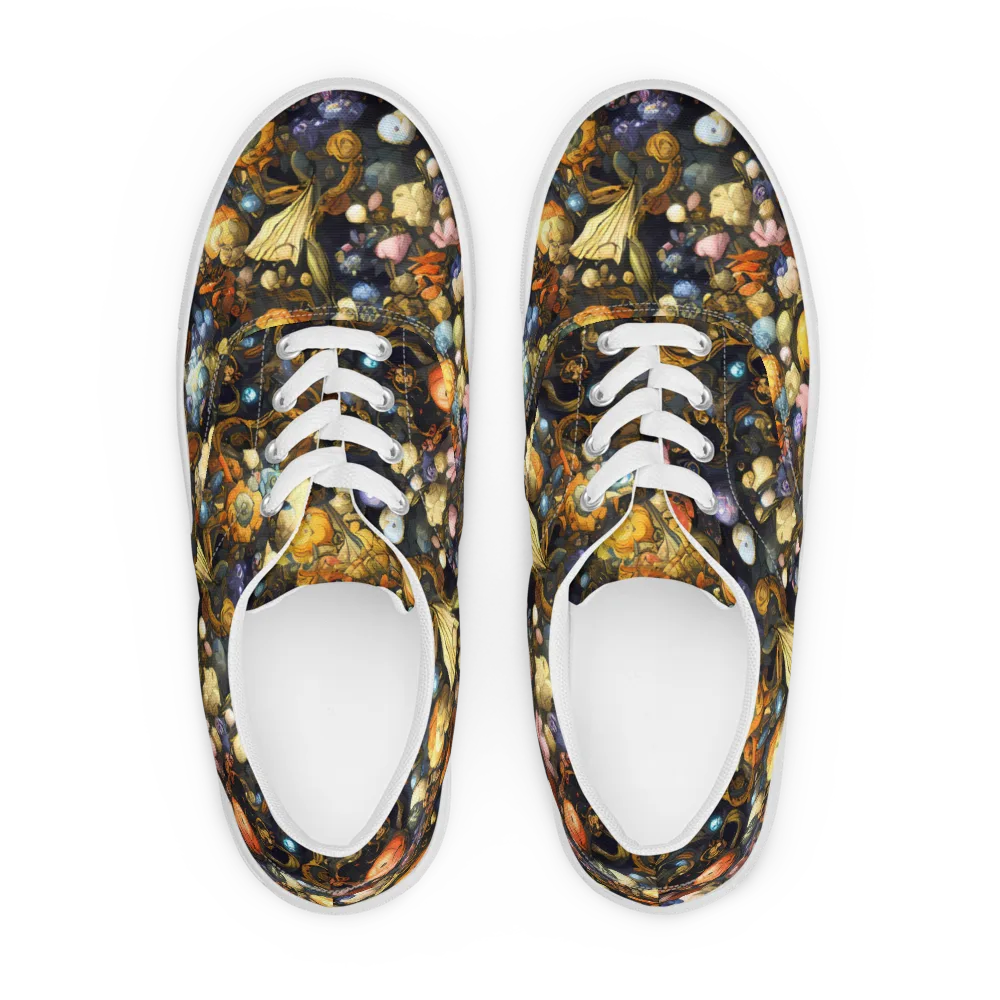 Baroque Blossom on Men's Lace-Up Canvas Shoes — Front