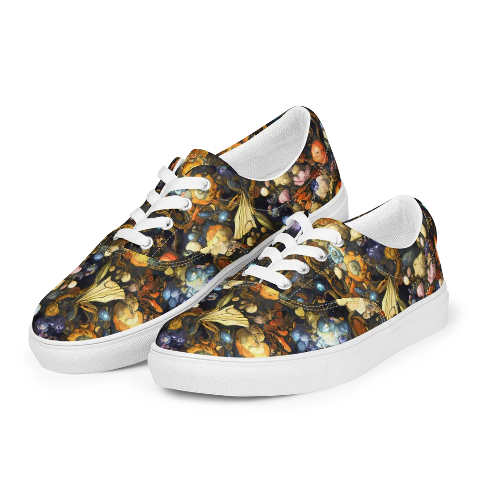 Baroque Blossom on Men's Lace-Up Canvas Shoes — Left Front