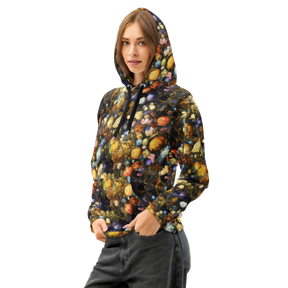 Baroque Blossom on Cotton Hoodie — Left Front