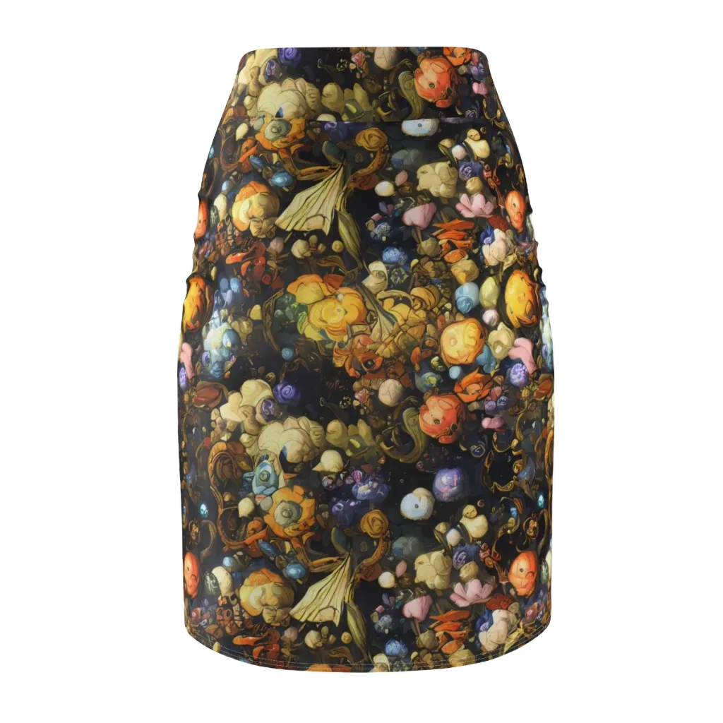 Baroque Blossom on Pencil Skirt — Back