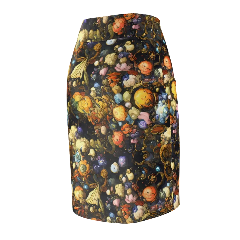 Baroque Blossom on Pencil Skirt — Back Side