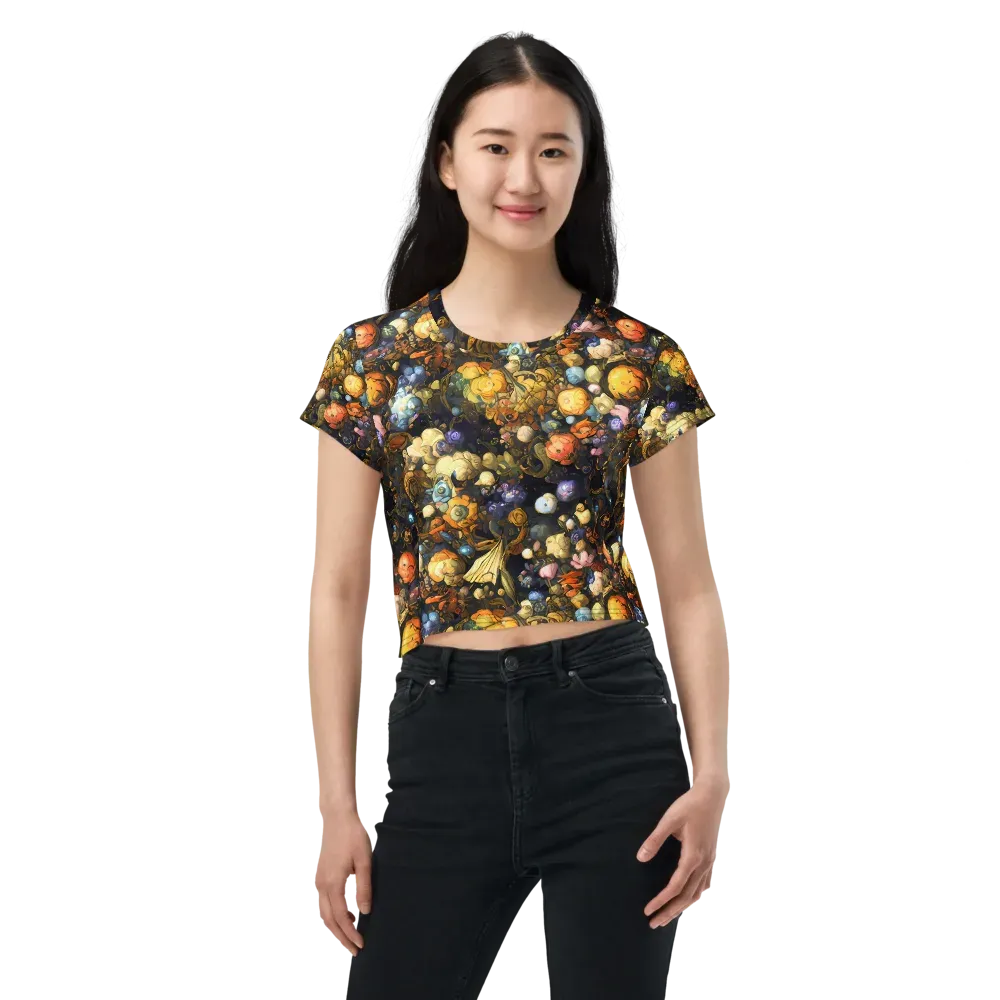 Baroque Blossom on Crop Tee — Front