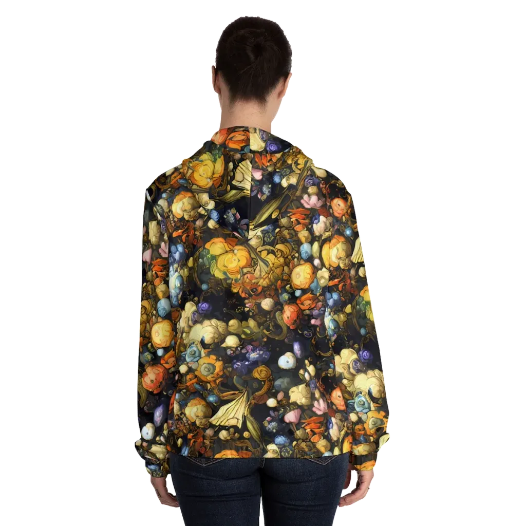 Baroque Blossom on Women's Full-Zip Hoodie — Back On Person