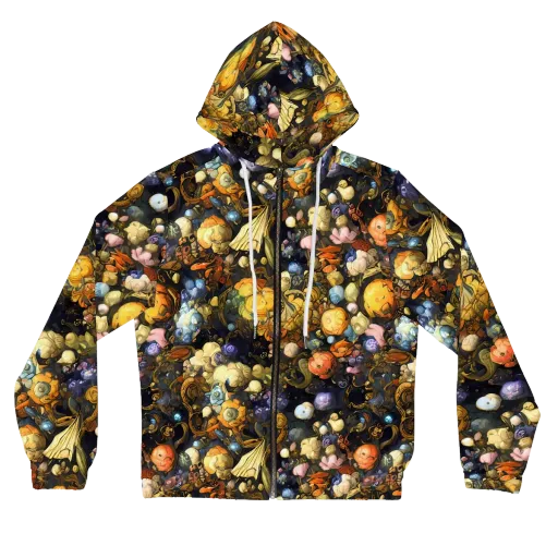 Baroque Blossom on a Women's Full-Zip Hoodie