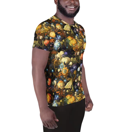 Baroque Blossom on a Men's Athletic T-Shirt