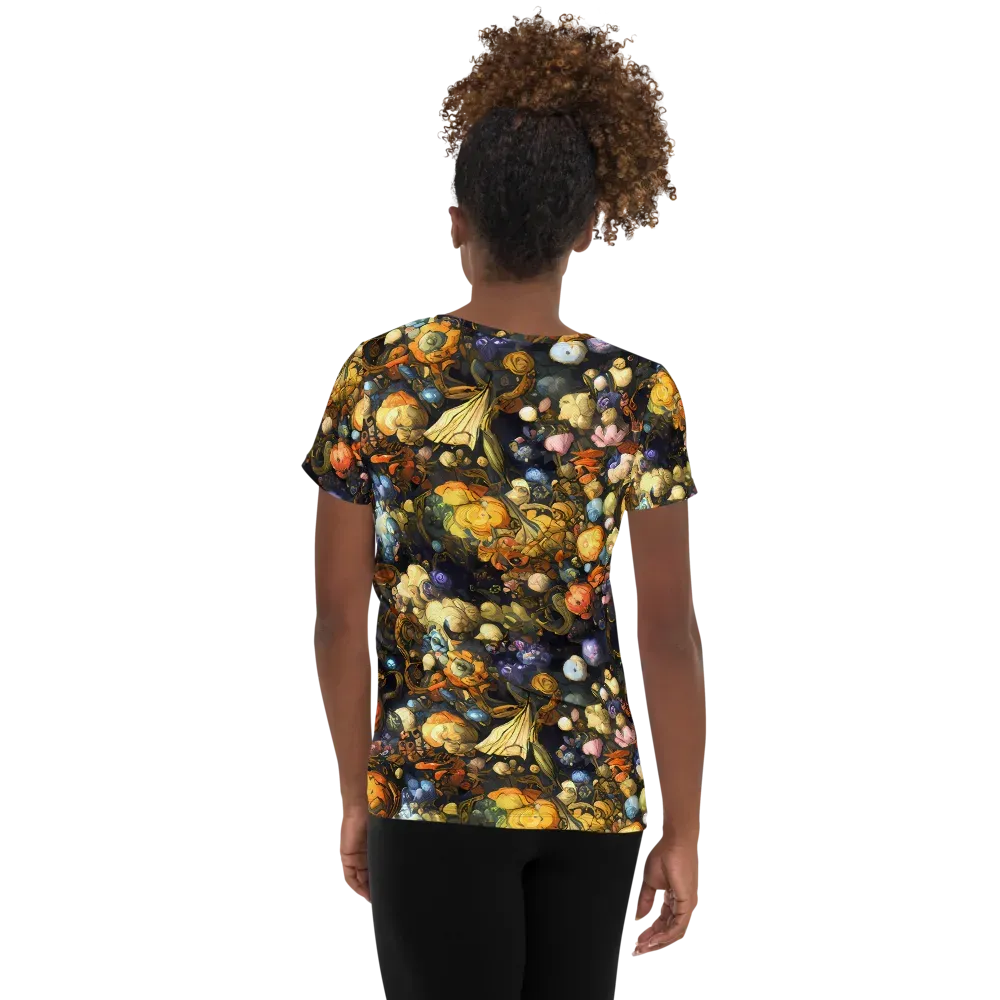 Baroque Blossom on Women's Athletic T-Shirt — Back