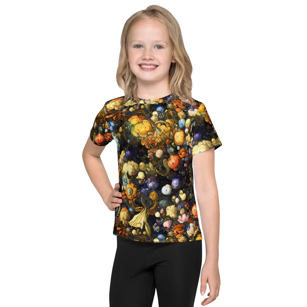 Baroque Blossom on Kids Crew Neck T-Shirt — Front