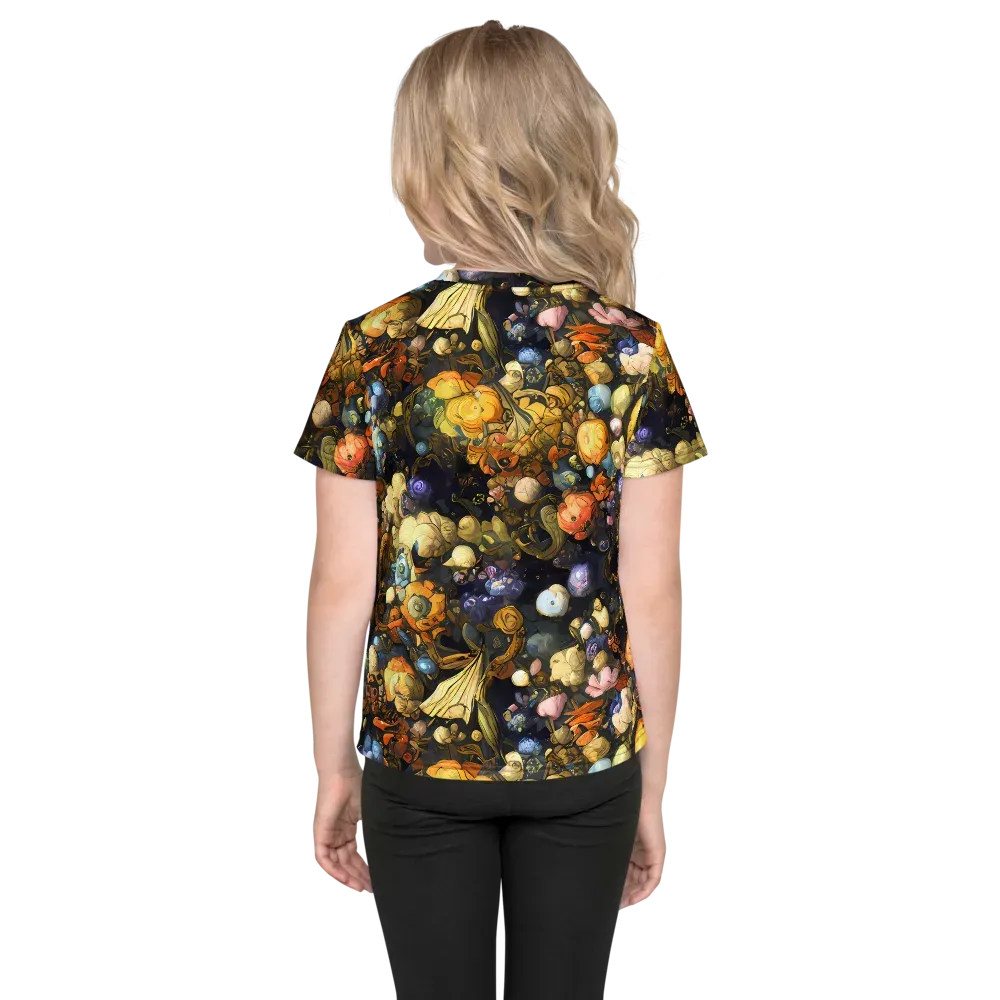 Baroque Blossom on Kids Crew Neck T-Shirt — Back