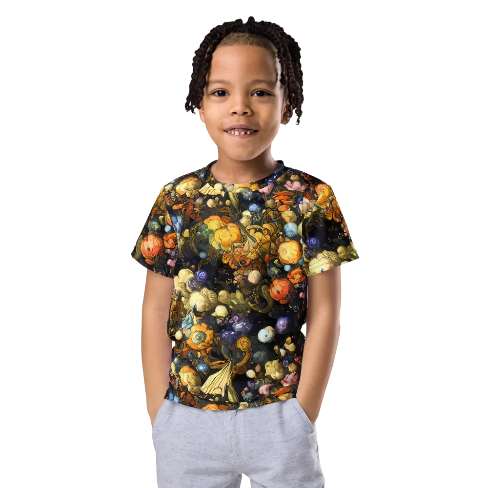 Baroque Blossom on Kids Crew Neck T-Shirt — Front