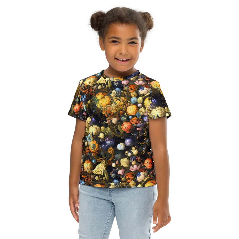 Baroque Blossom on Kids Crew Neck T-Shirt — Front