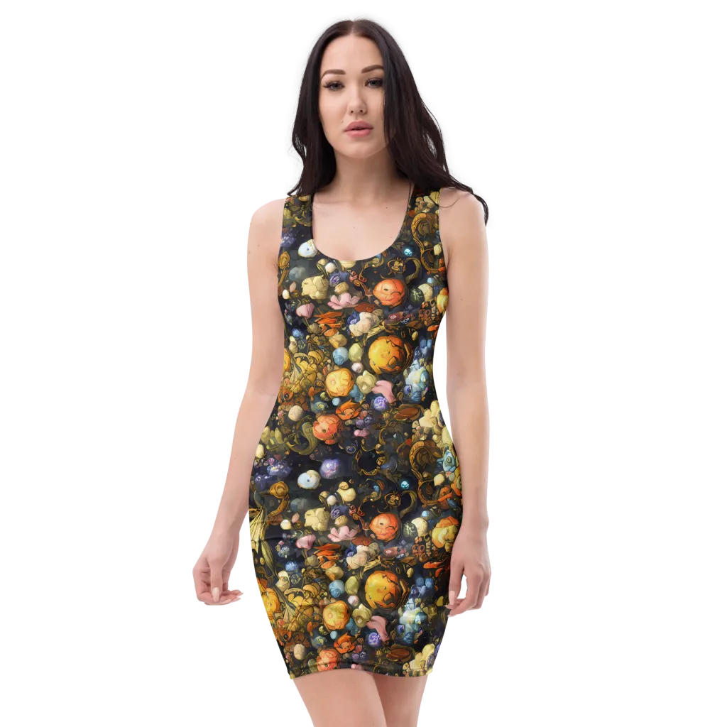 Baroque Blossom on Bodycon Dress — Front