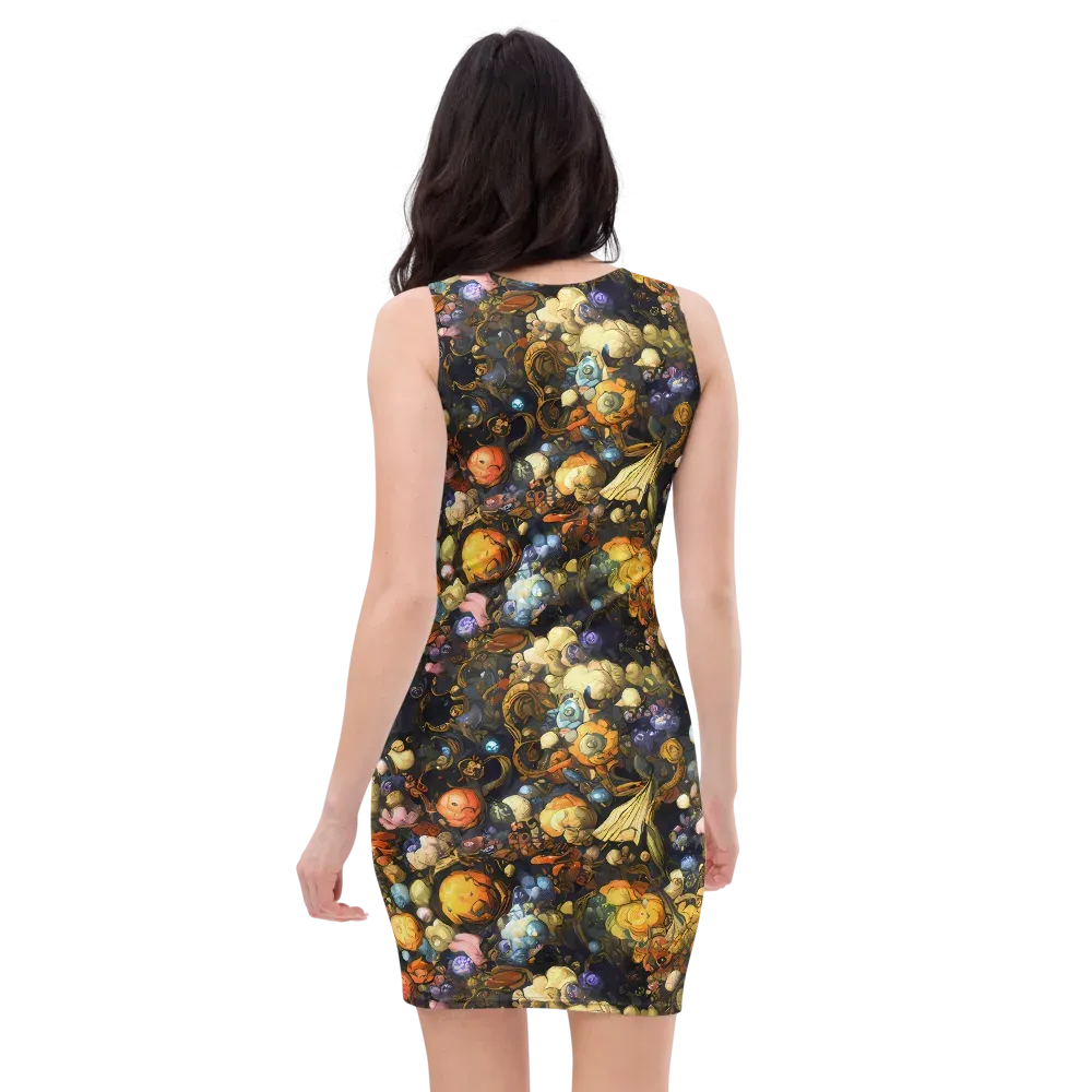 Baroque Blossom on Bodycon Dress — Back