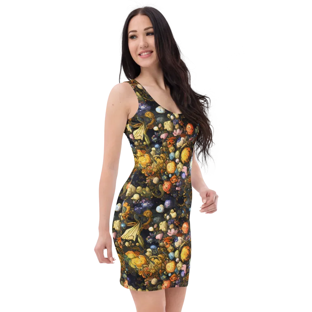 Baroque Blossom on Bodycon Dress — Right Front