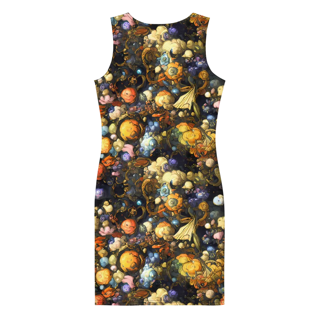 Baroque Blossom on Bodycon Dress — Back
