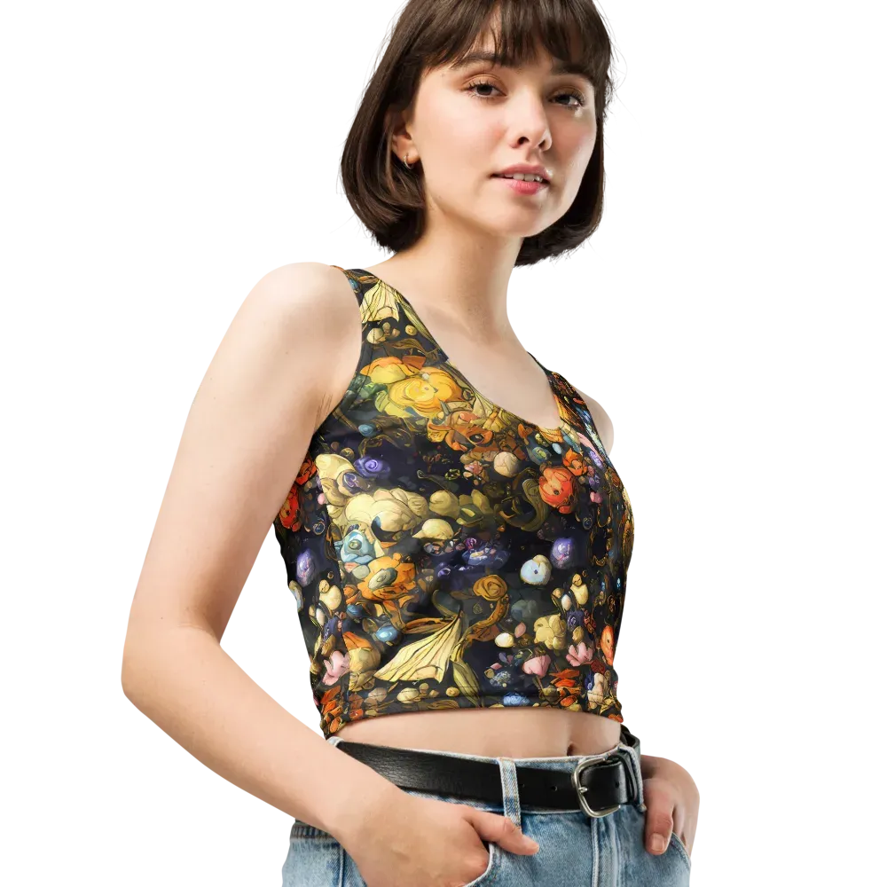 Baroque Blossom on Crop Top — Right Front