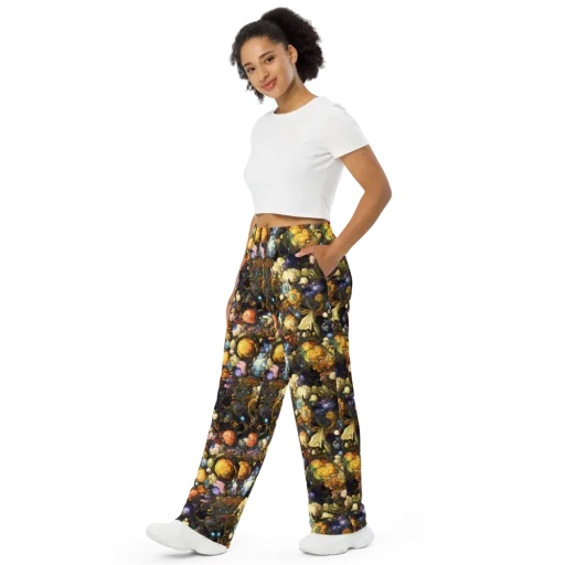 Baroque Blossom on a Wide-Leg Pants