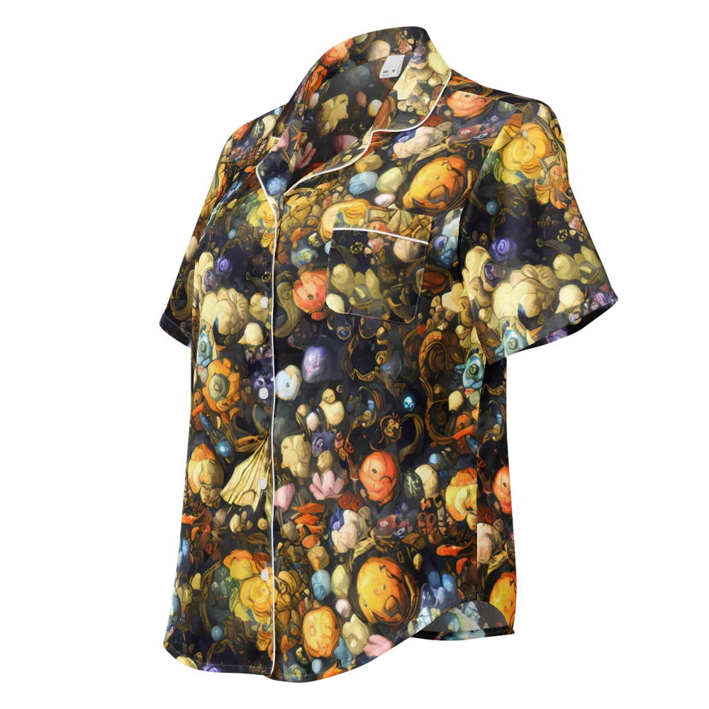 Baroque Blossom on Women's Short Sleeve Pajama Top — Left Front
