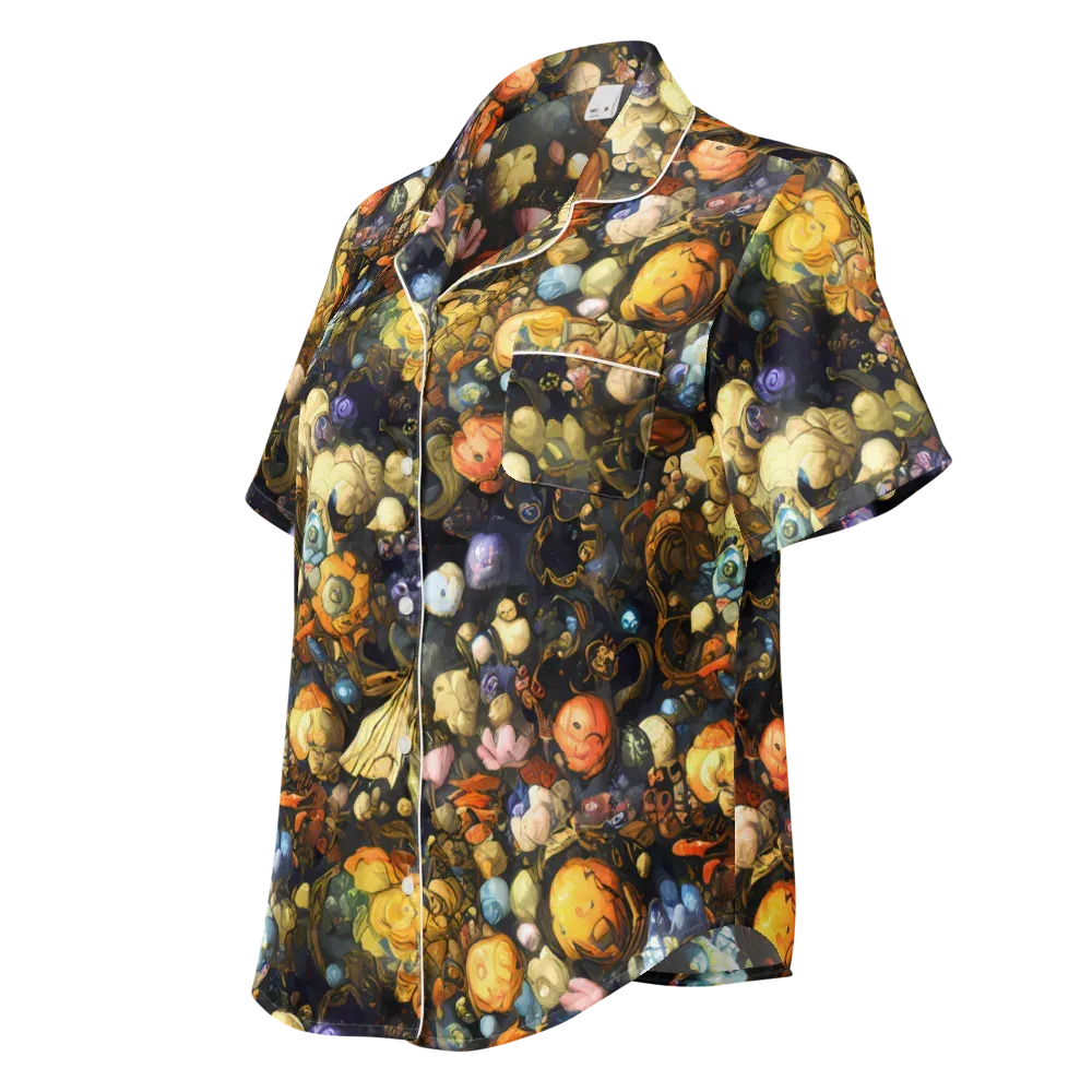 Baroque Blossom on Women's Short Sleeve Pajama Top — Left Front