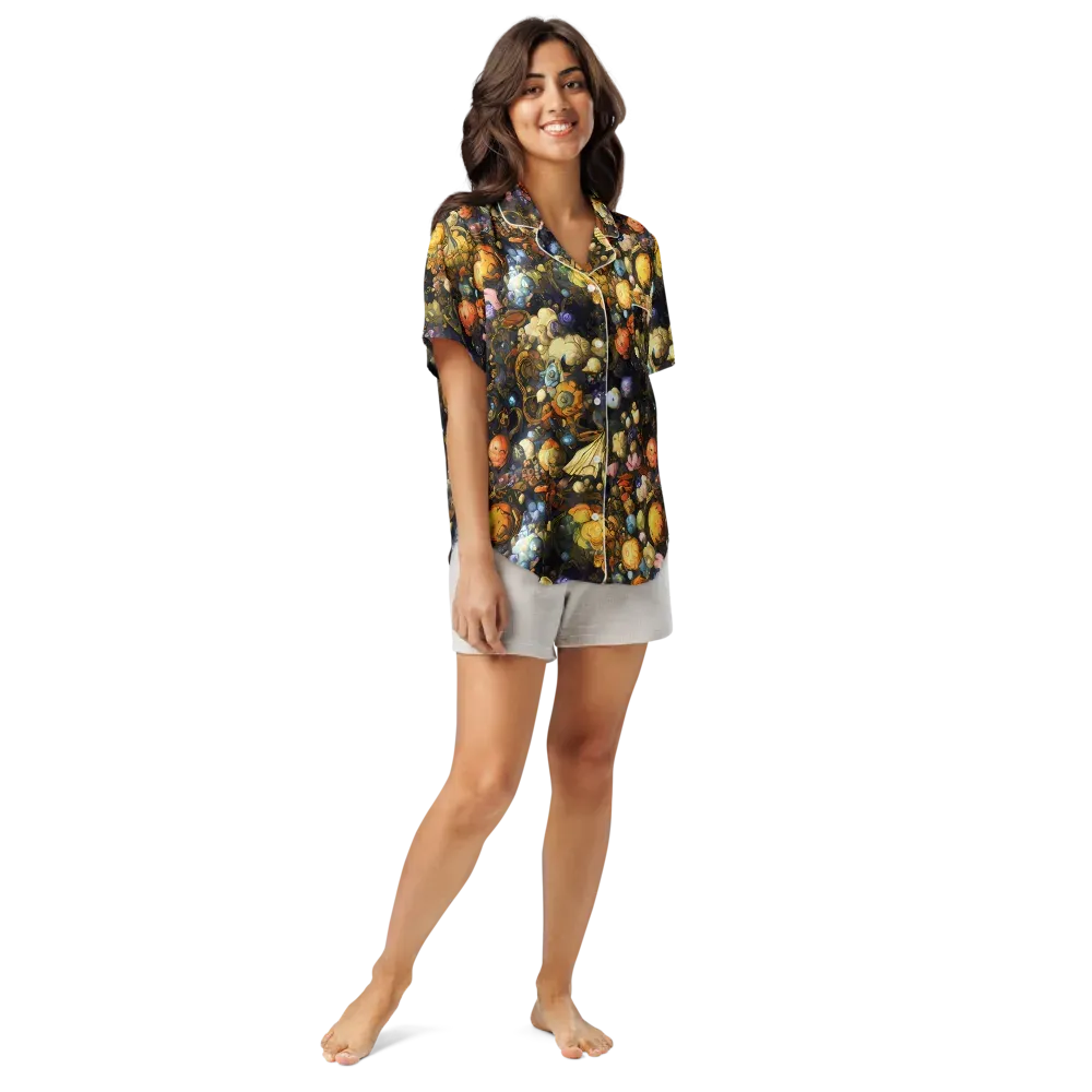 Baroque Blossom on Women's Short Sleeve Pajama Top — Front