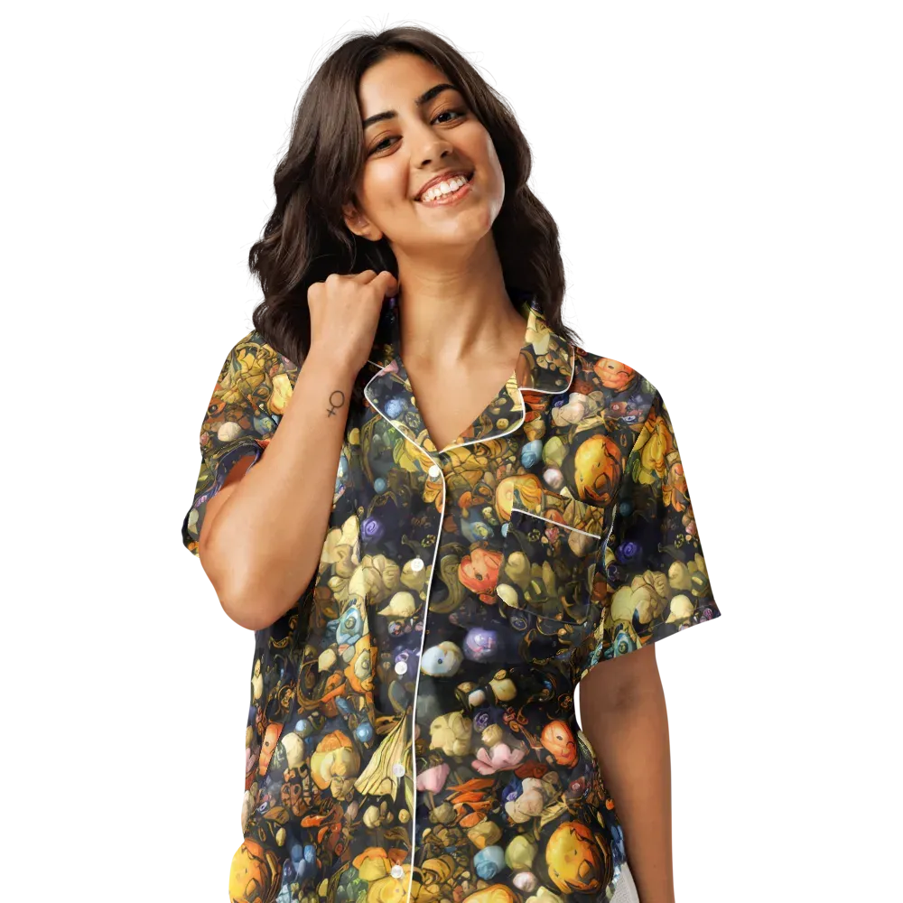 Baroque Blossom on Women's Short Sleeve Pajama Top — Front