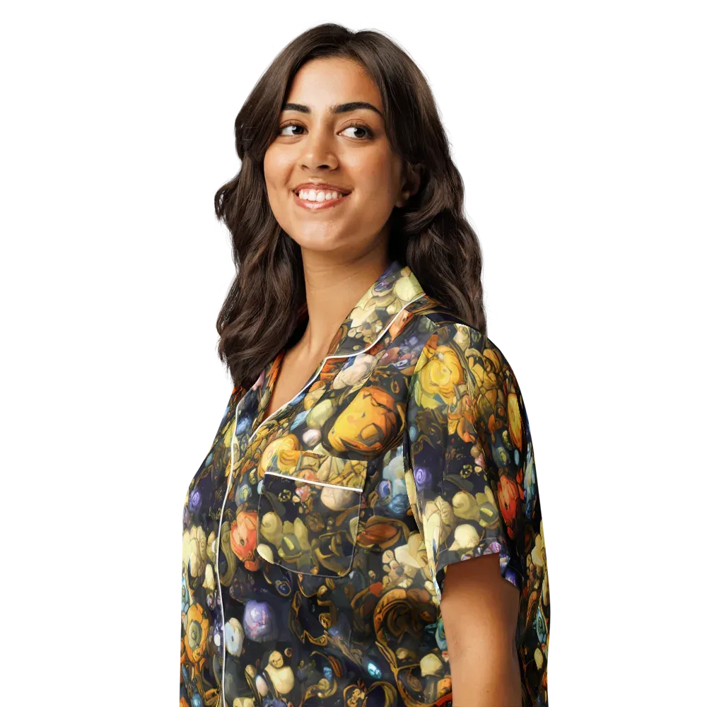 Baroque Blossom on Women's Short Sleeve Pajama Top — Left Front