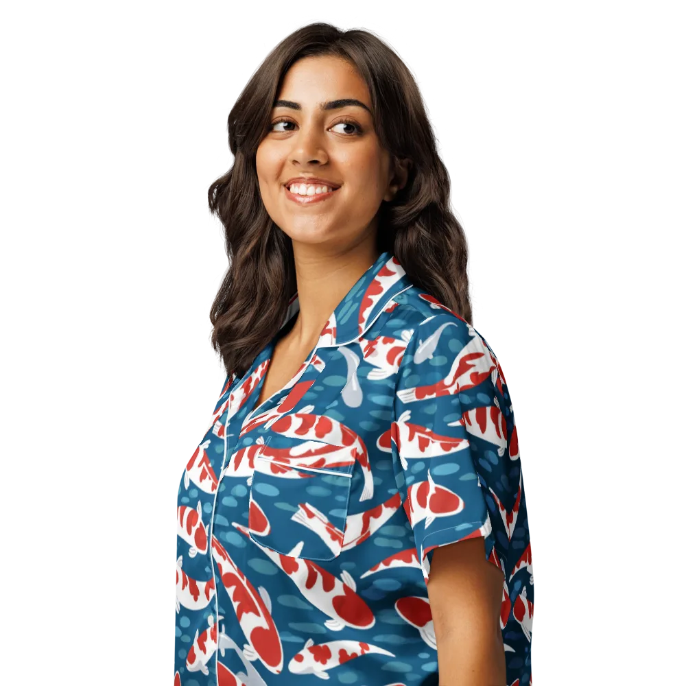 Redcap Drift on Women's Short Sleeve Pajama Top — Left Front