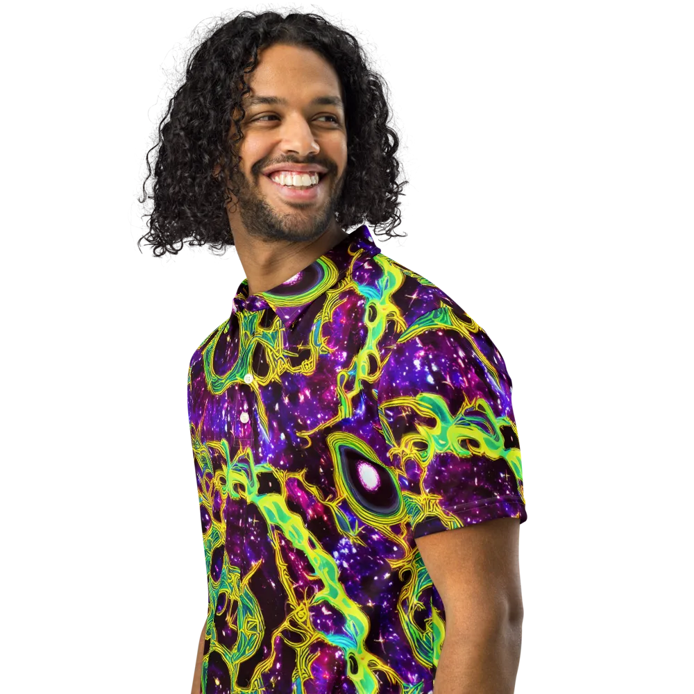 Galactic Web on Men's Slim Fit Polo Shirt — Left Front