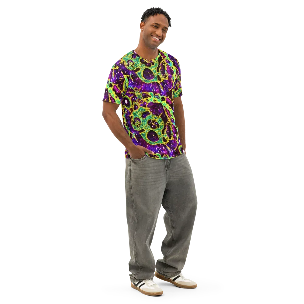 Galactic Web on Men's Cotton Crew Neck T-Shirt — Right Front