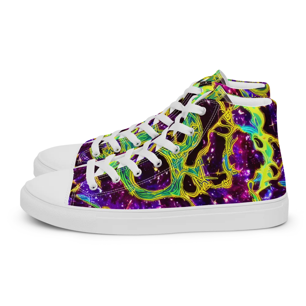 Galactic Web on Men's High Top Canvas Shoes — Left
