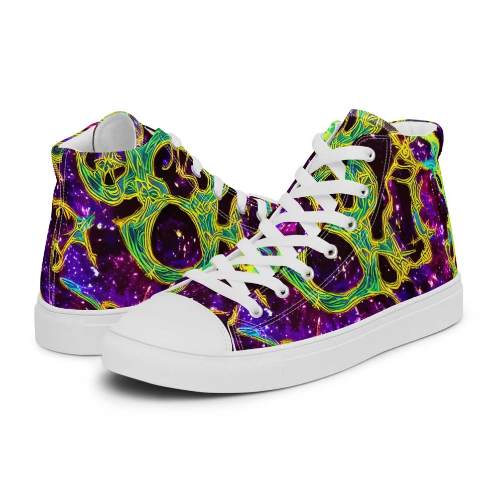 Galactic Web on Men's High Top Canvas Shoes — Left