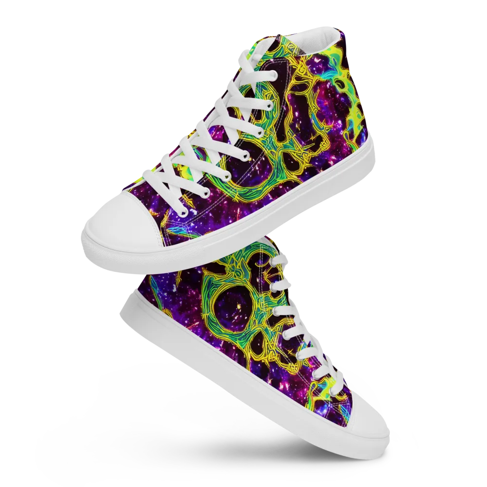 Galactic Web on Men's High Top Canvas Shoes — Front