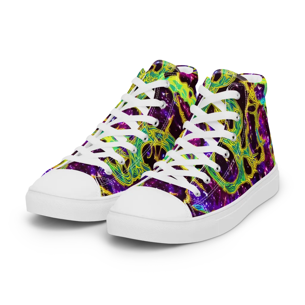 Galactic Web on Women's High Top Canvas Shoes — Left Front